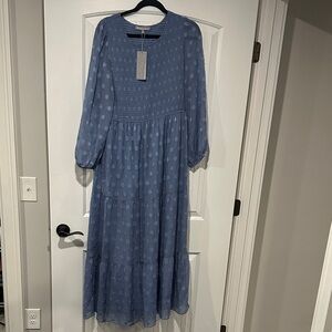 Daniel Rainn Blue Patterned Long Sleeve Dress